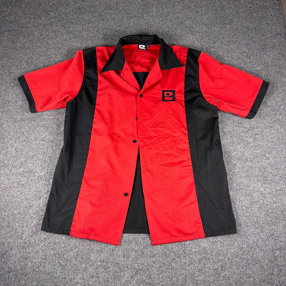 Brunswick Bowling Retro Shirt Men Large Red Black Short Sleeve